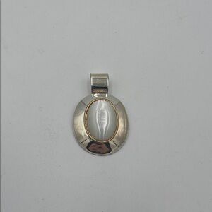Elegant Silver and Gold Colored Oval Pendant